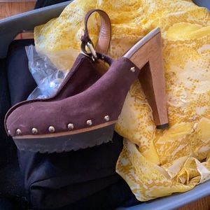 Brown suade MK clogs size 10